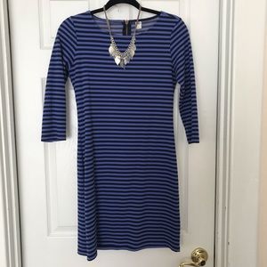 Cute, blue 3/4 sleeved striped dress.